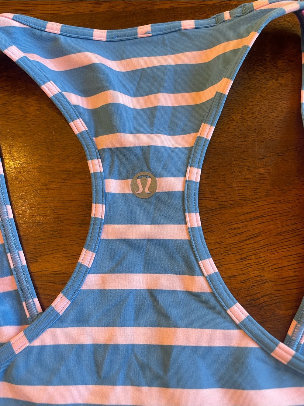 Lululemon Cool Racerback Tank Blue Pink Stripe *No Size Tag ~6 - Picture 3 of 6